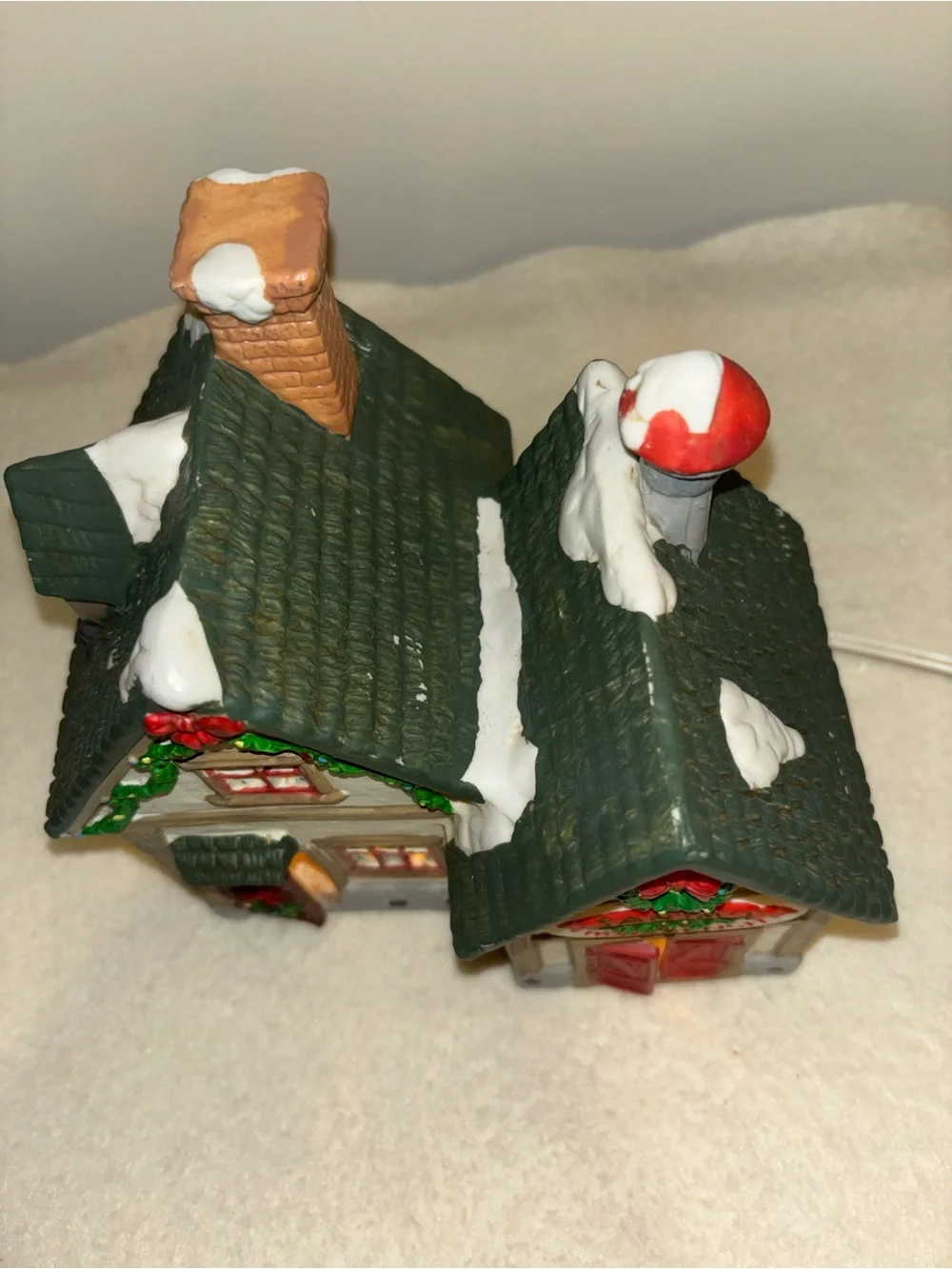 Santa Workbench Lighted Christmas Cottage - Red & Green Holiday Decor - Picture 4 of 9